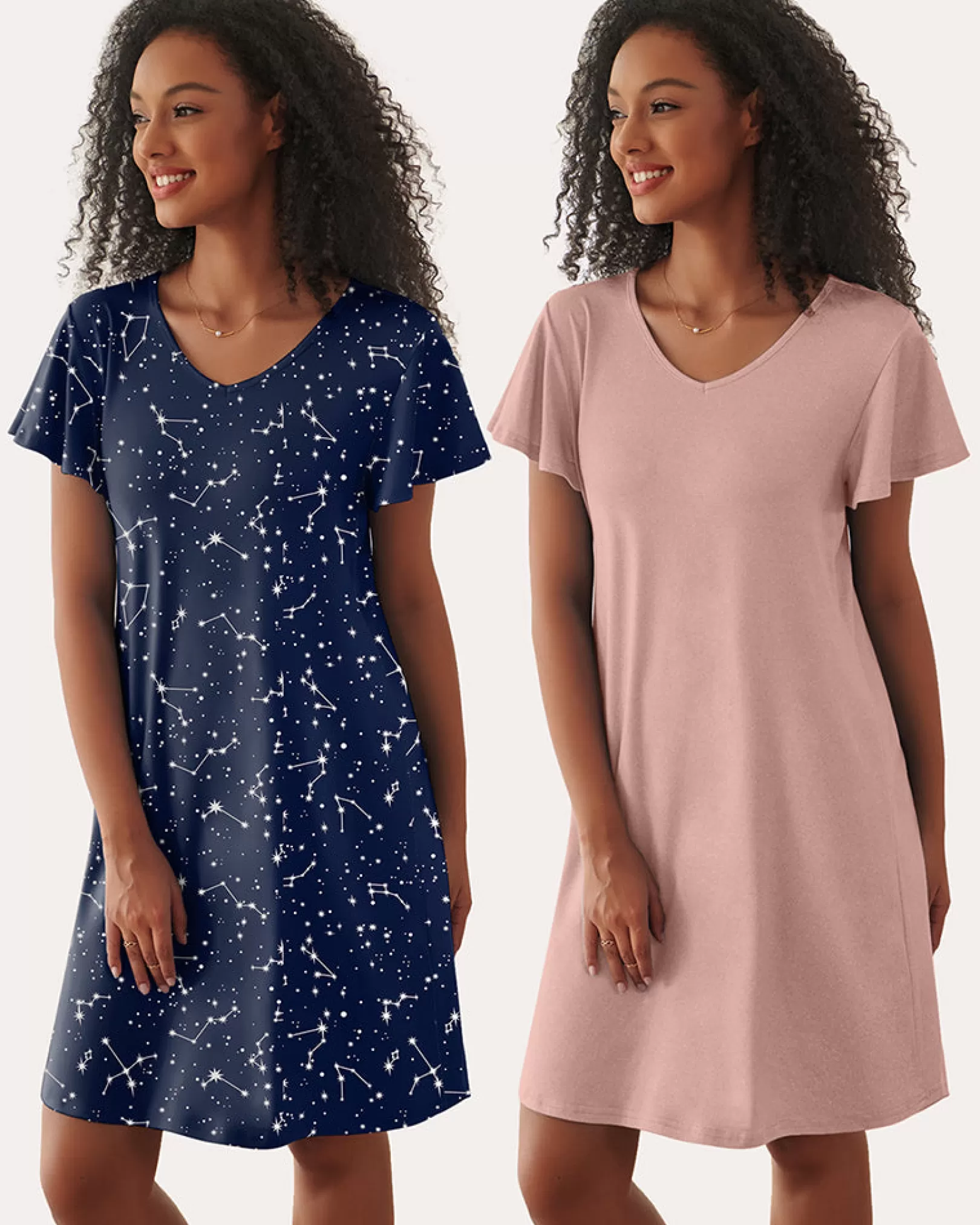 WOMEN Ekouaer 2 Pack Print Short Sleeve Sleepwear