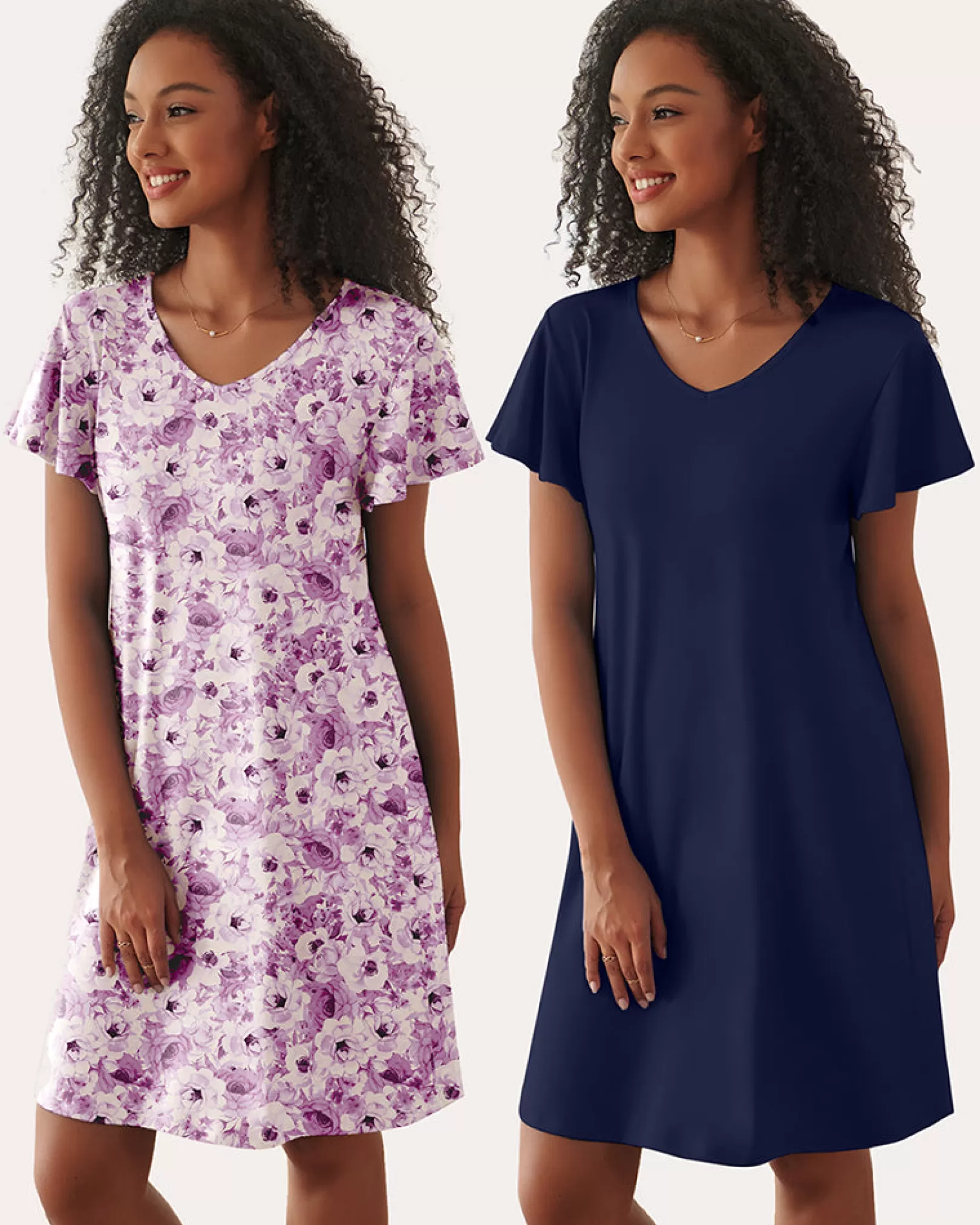 WOMEN Ekouaer 2 Pack Print Short Sleeve Sleepwear