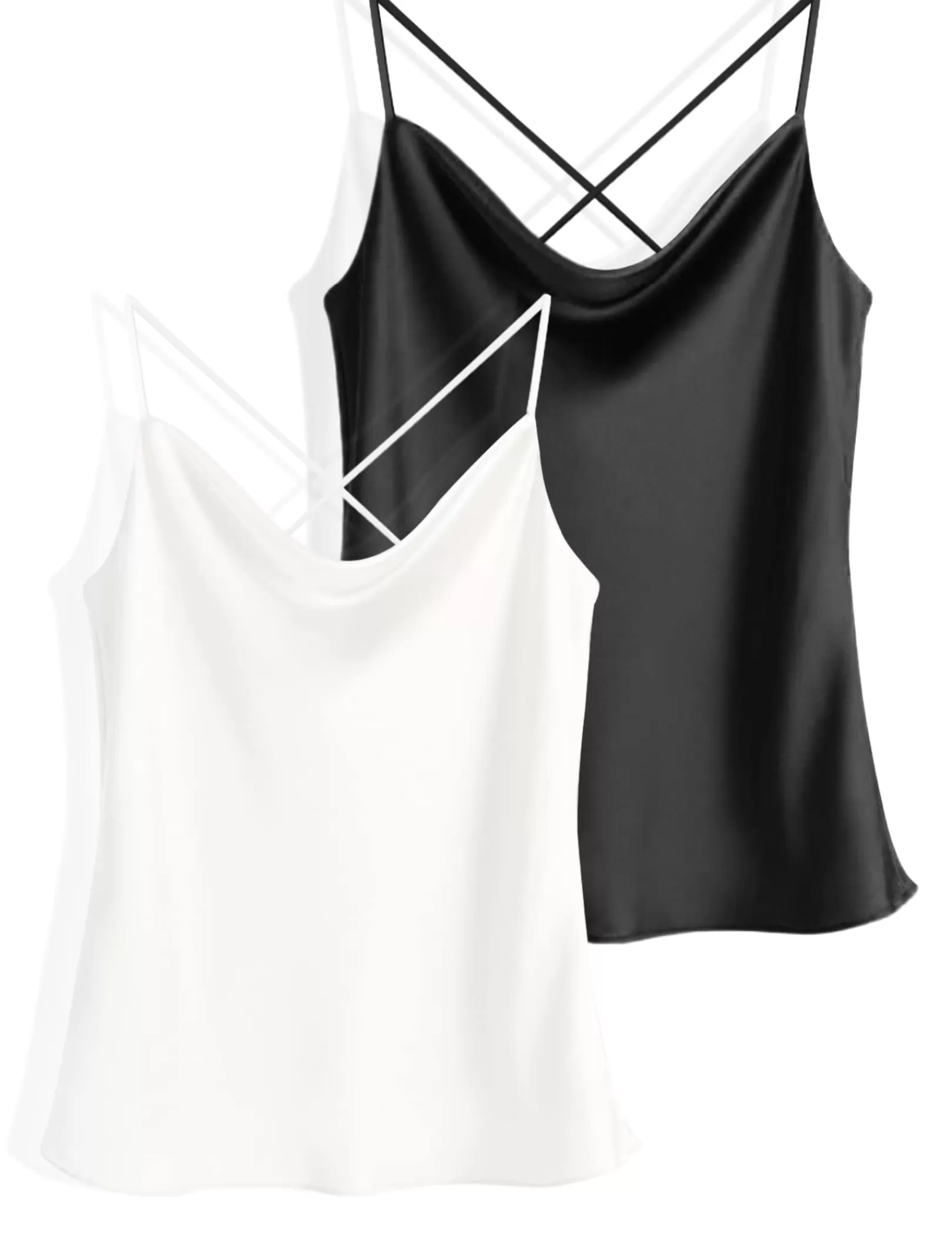 WOMEN Ekouaer 2-Piece Silk Cowl Neck Tank Top