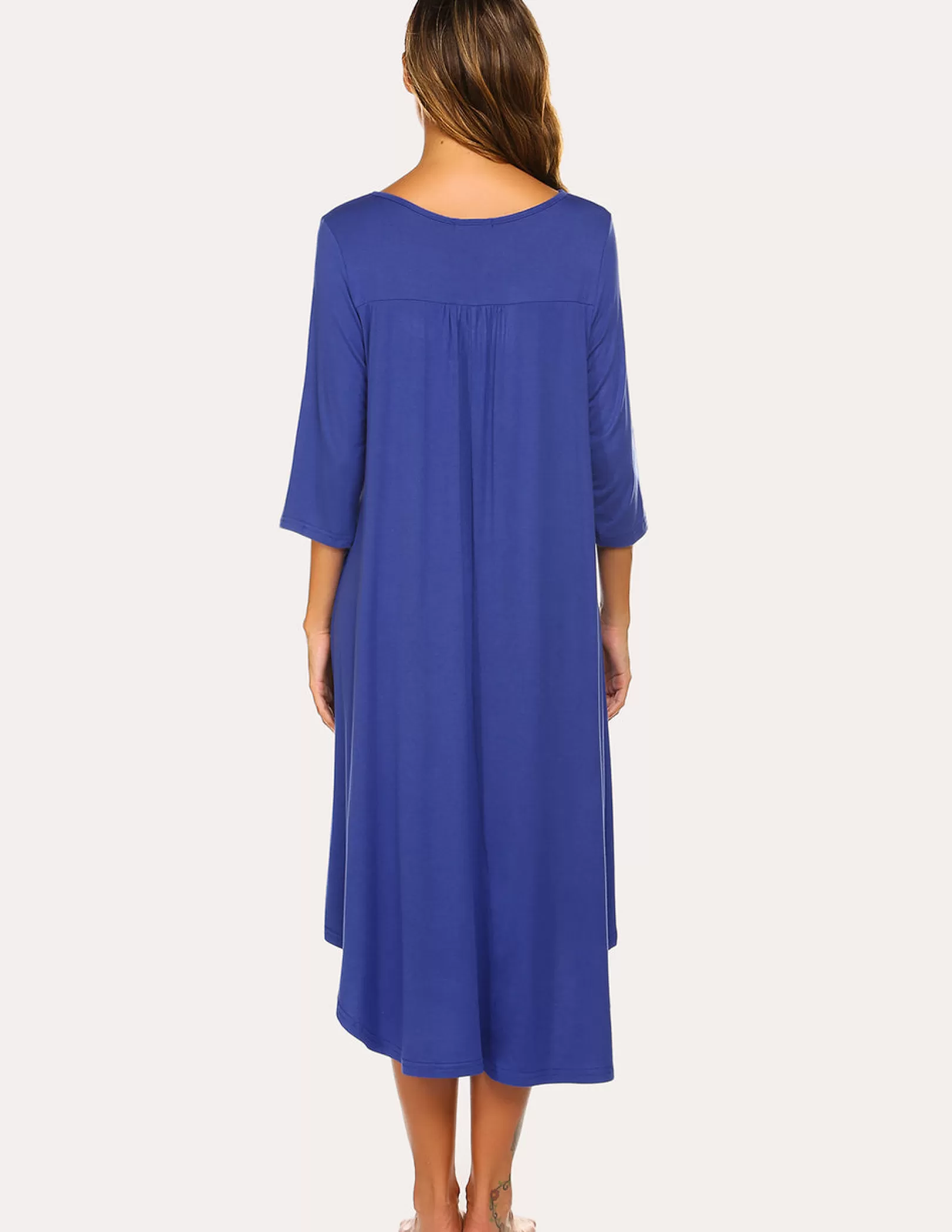 WOMEN Ekouaer 3/4 Sleeve Asymmetrical Hem Nightdress