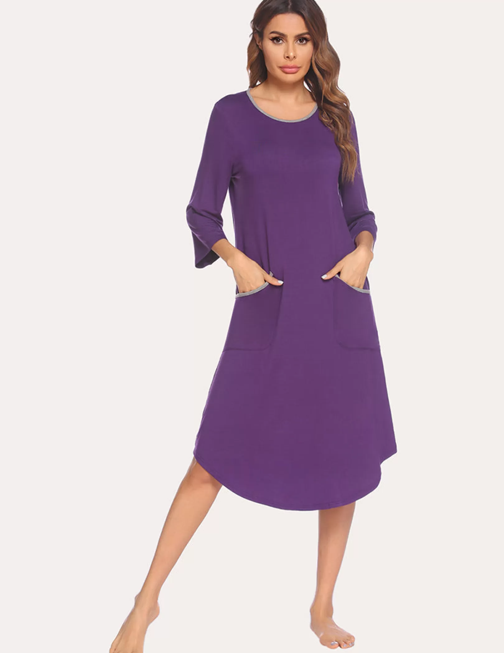 WOMEN Ekouaer 3/4 Sleeve Nightdress