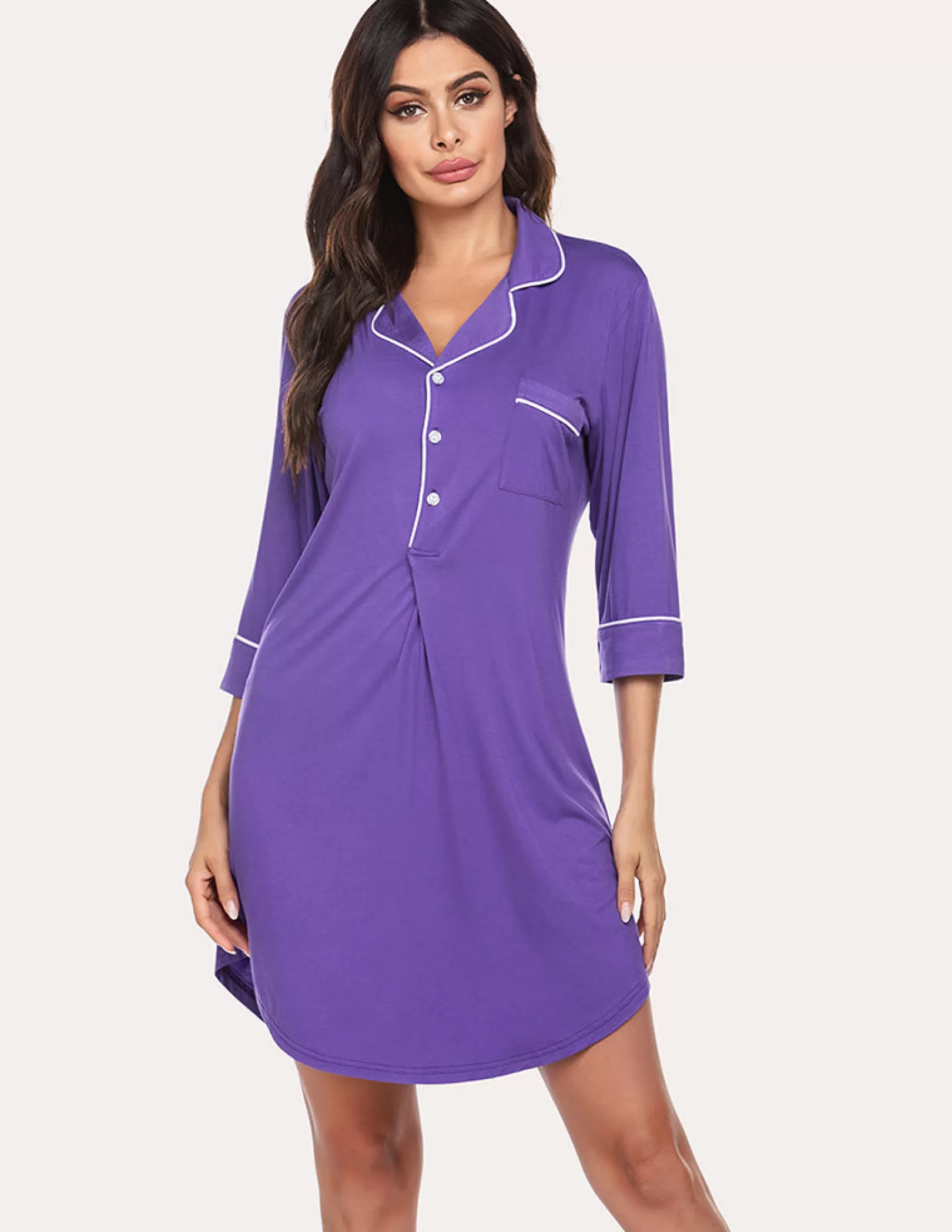 WOMEN Ekouaer Classic Boyfriend Nightdress