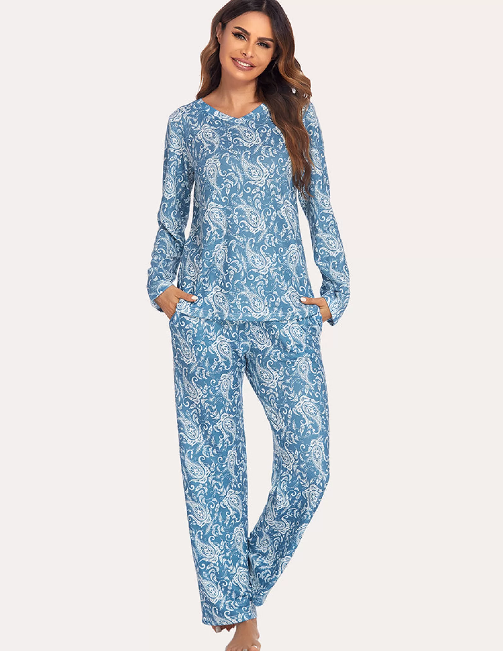 WOMEN Ekouaer Classic Print Pajama Set