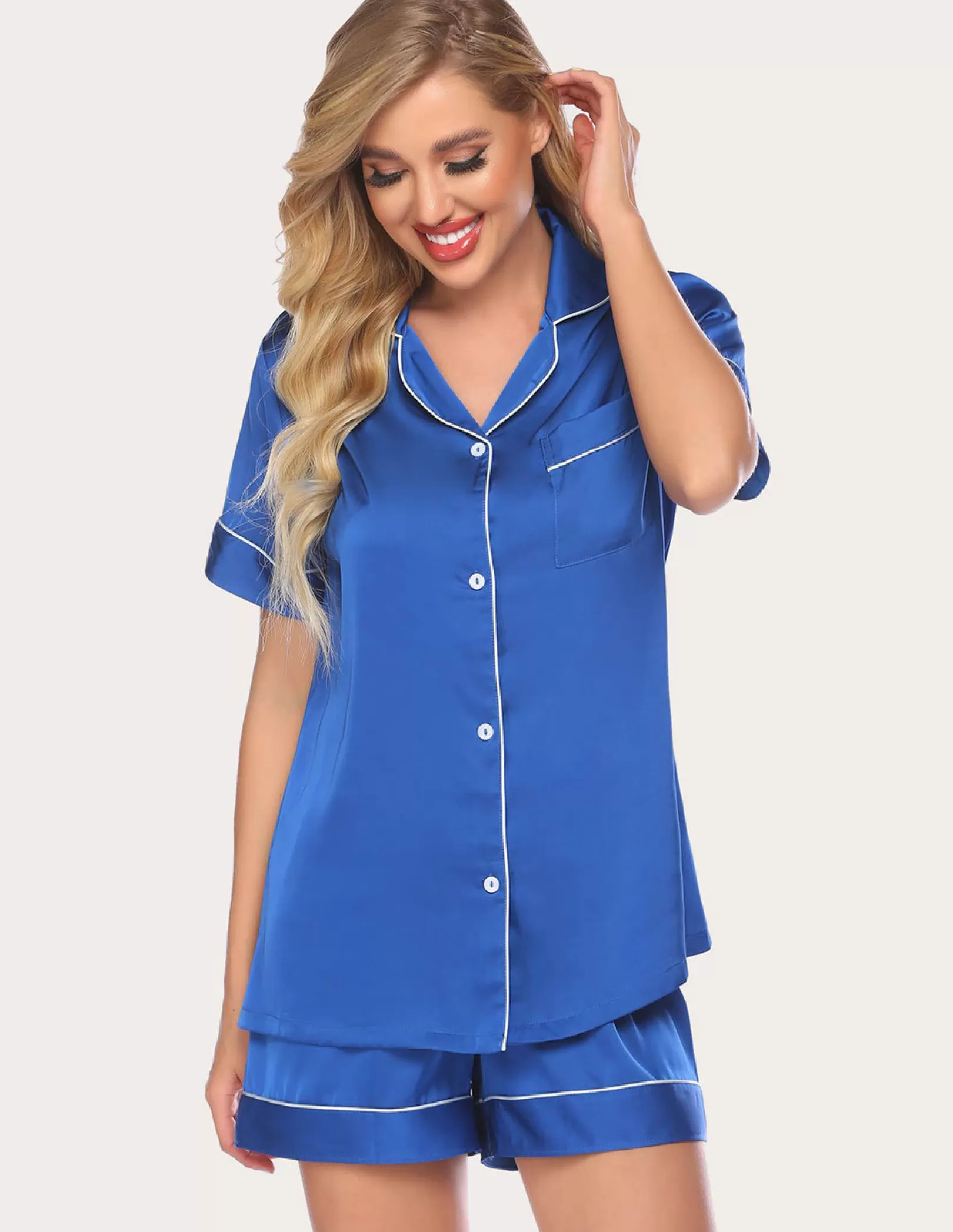 WOMEN Ekouaer Classic Satin Pajamas Set