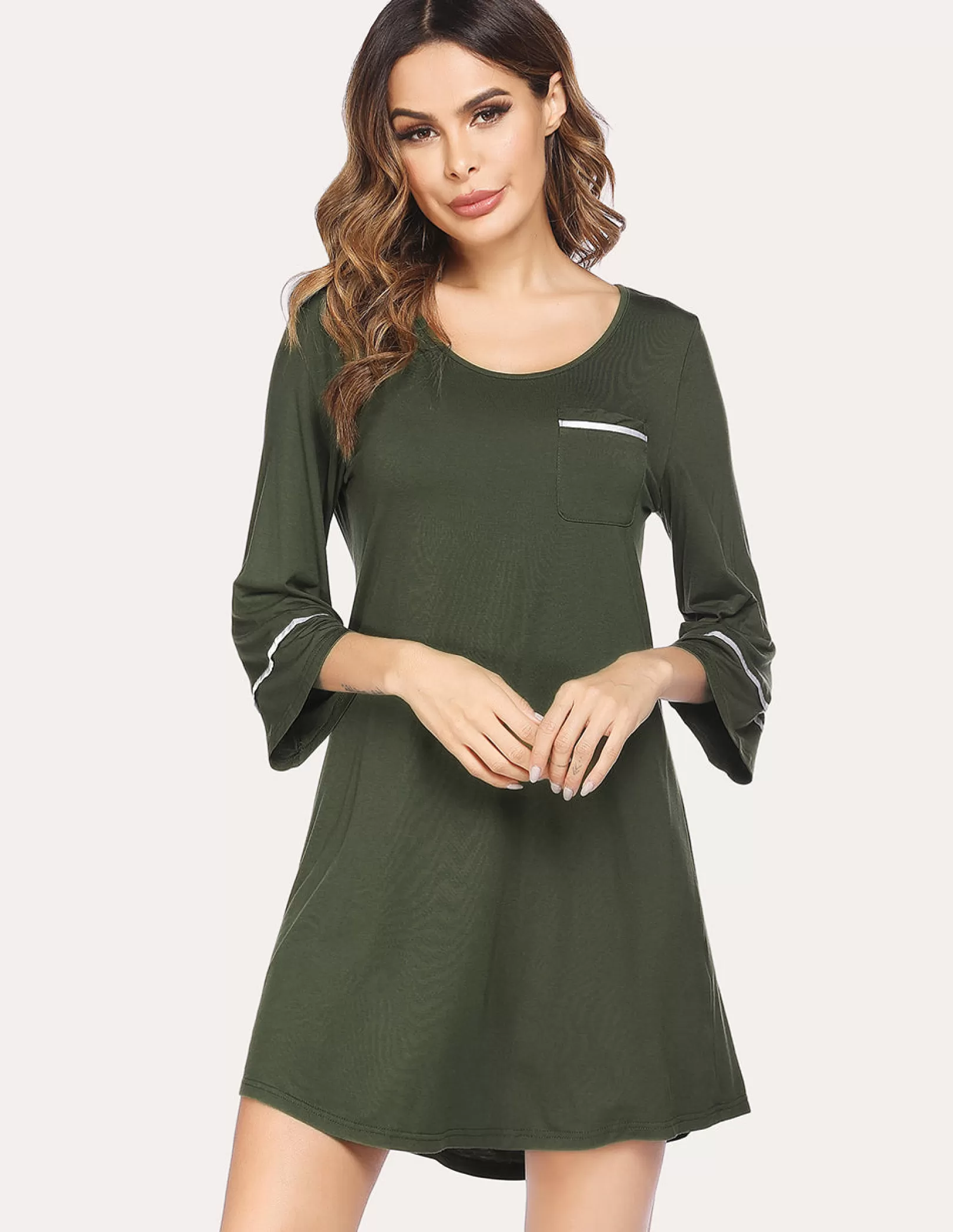 WOMEN Ekouaer Cool Bell Sleeve Sleep Dress