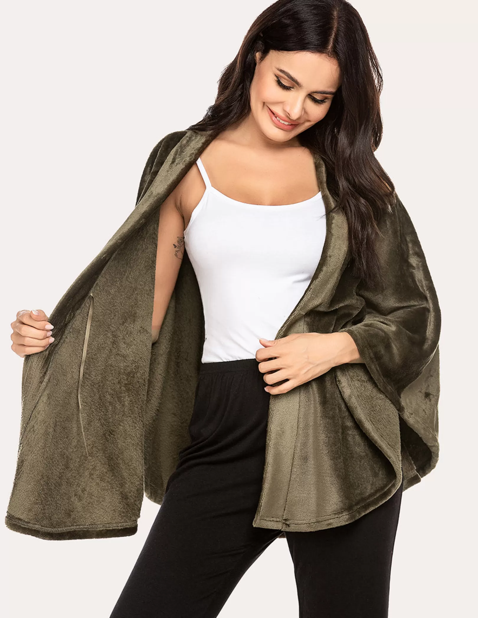 WOMEN Ekouaer Flannel Shawl Ponchos