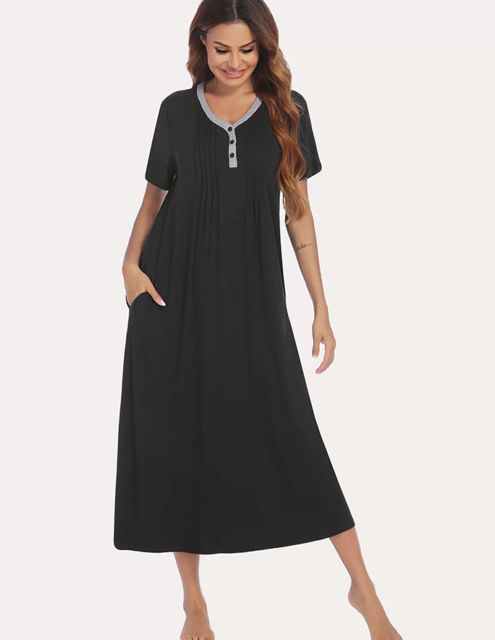 WOMEN Ekouaer Henley Sleep Dress