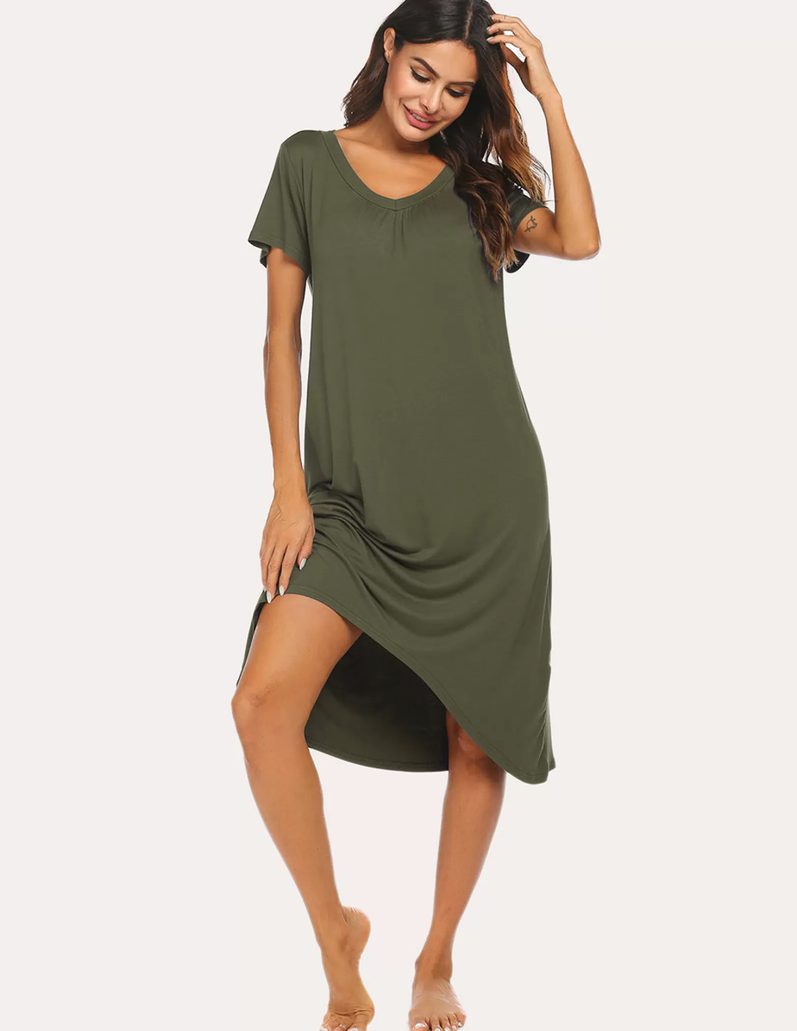 WOMEN Ekouaer High Low Hem Comfy Nightdress