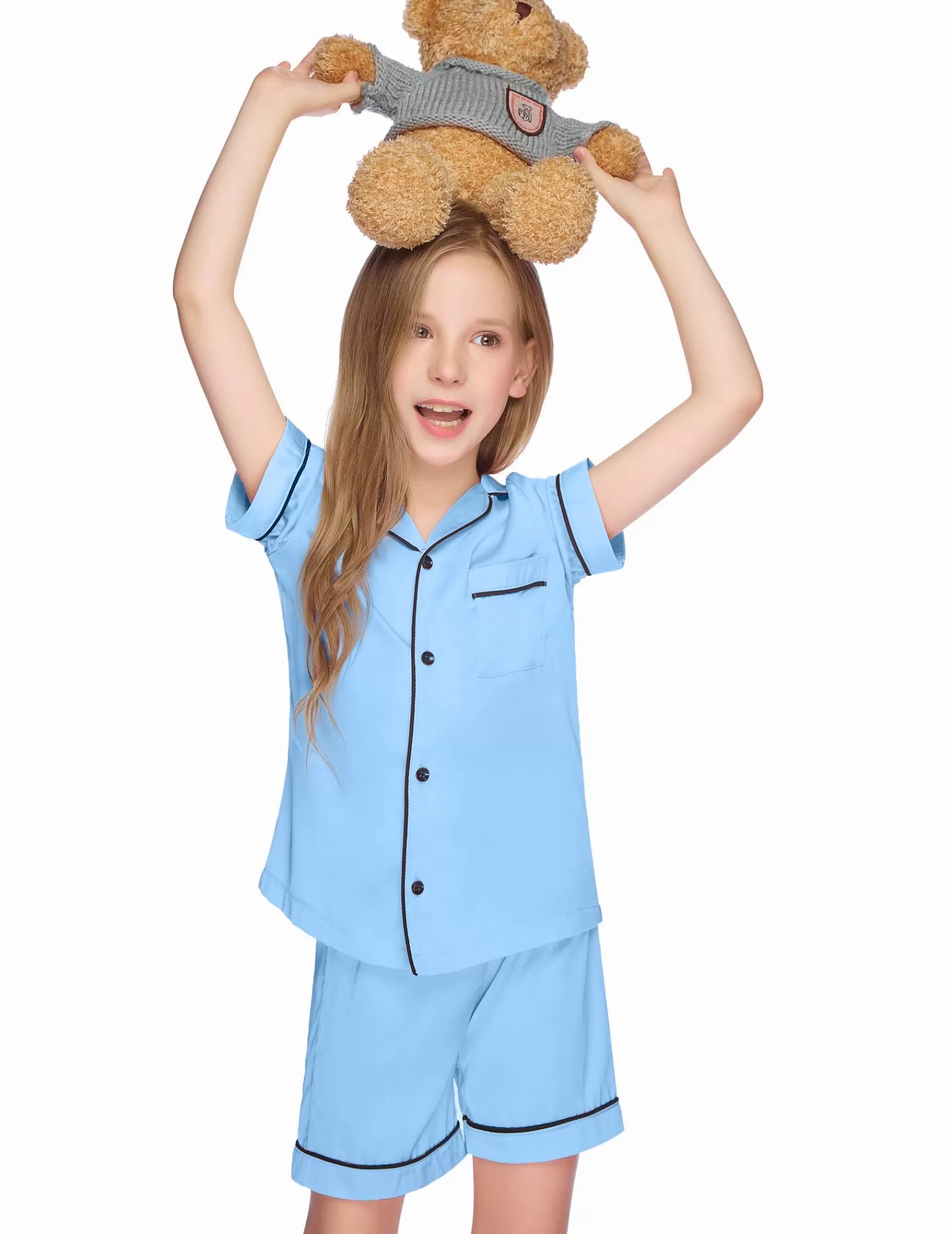 WOMEN Ekouaer Kids Satin Button-Down Pajamas Set