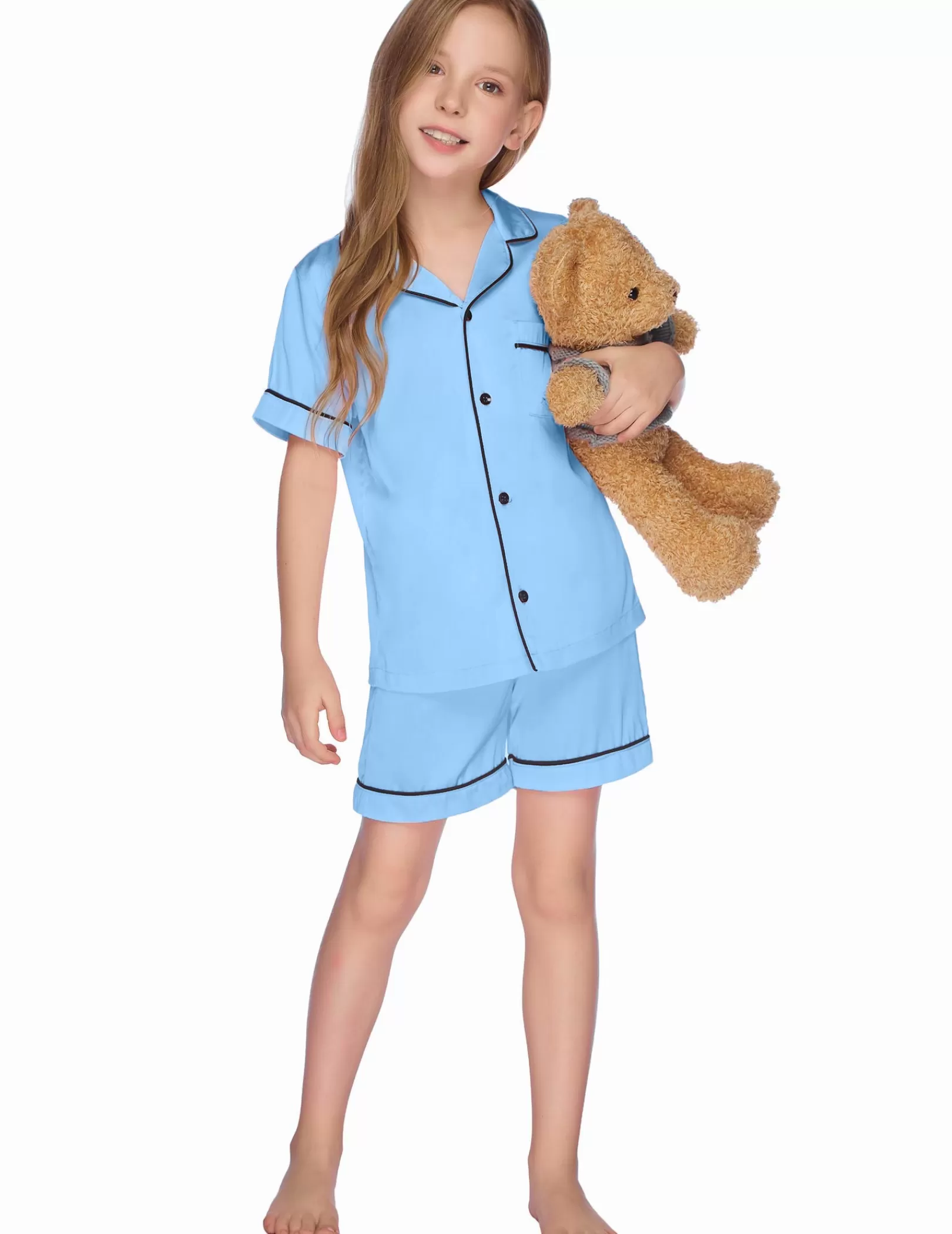 WOMEN Ekouaer Kids Satin Button-Down Pajamas Set