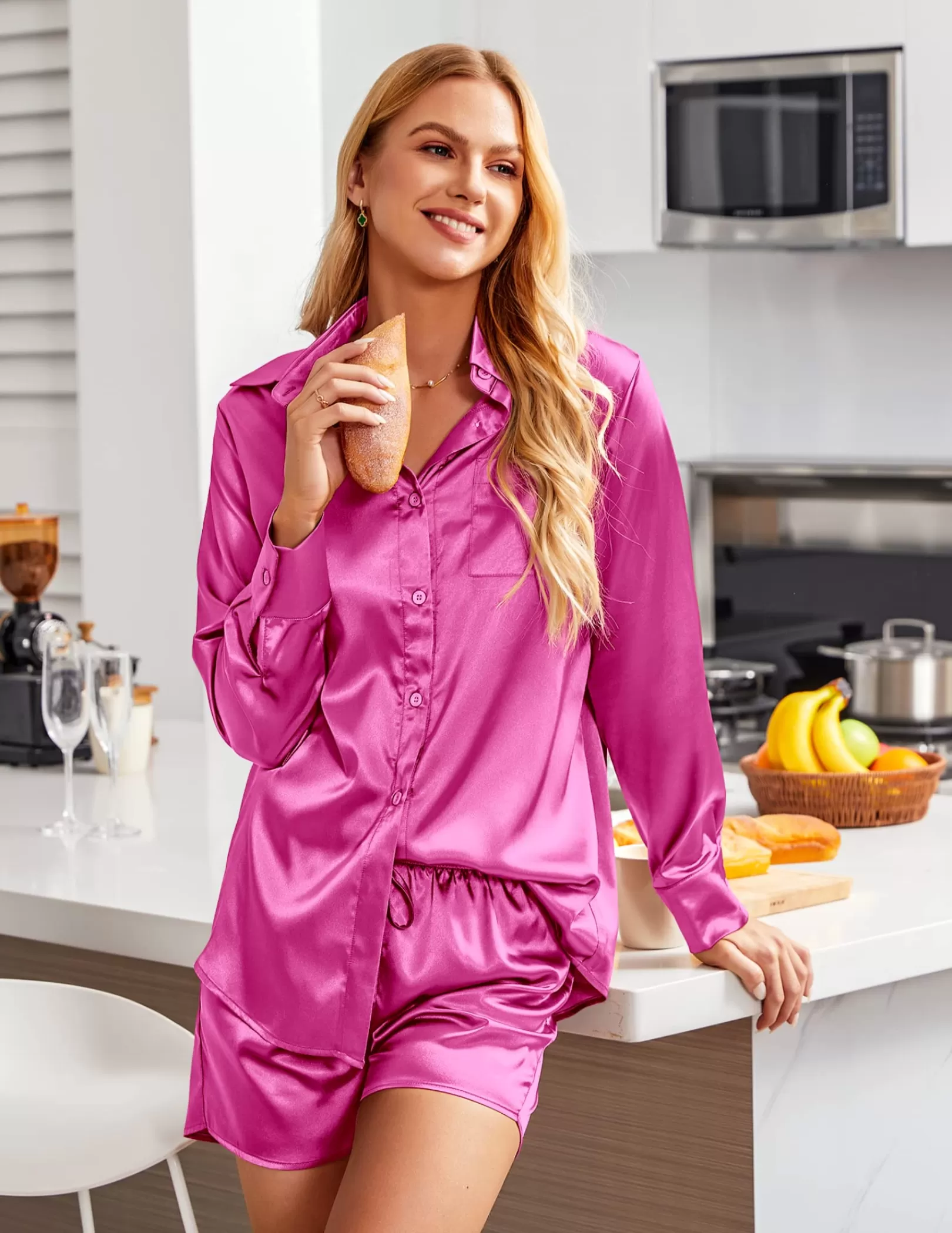 WOMEN Ekouaer Long Sleeve Button Down Lounge Sets