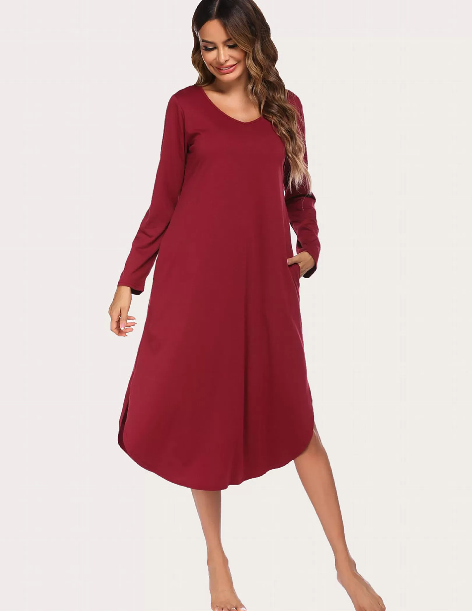 WOMEN Ekouaer Loose Nightdress With Pocket