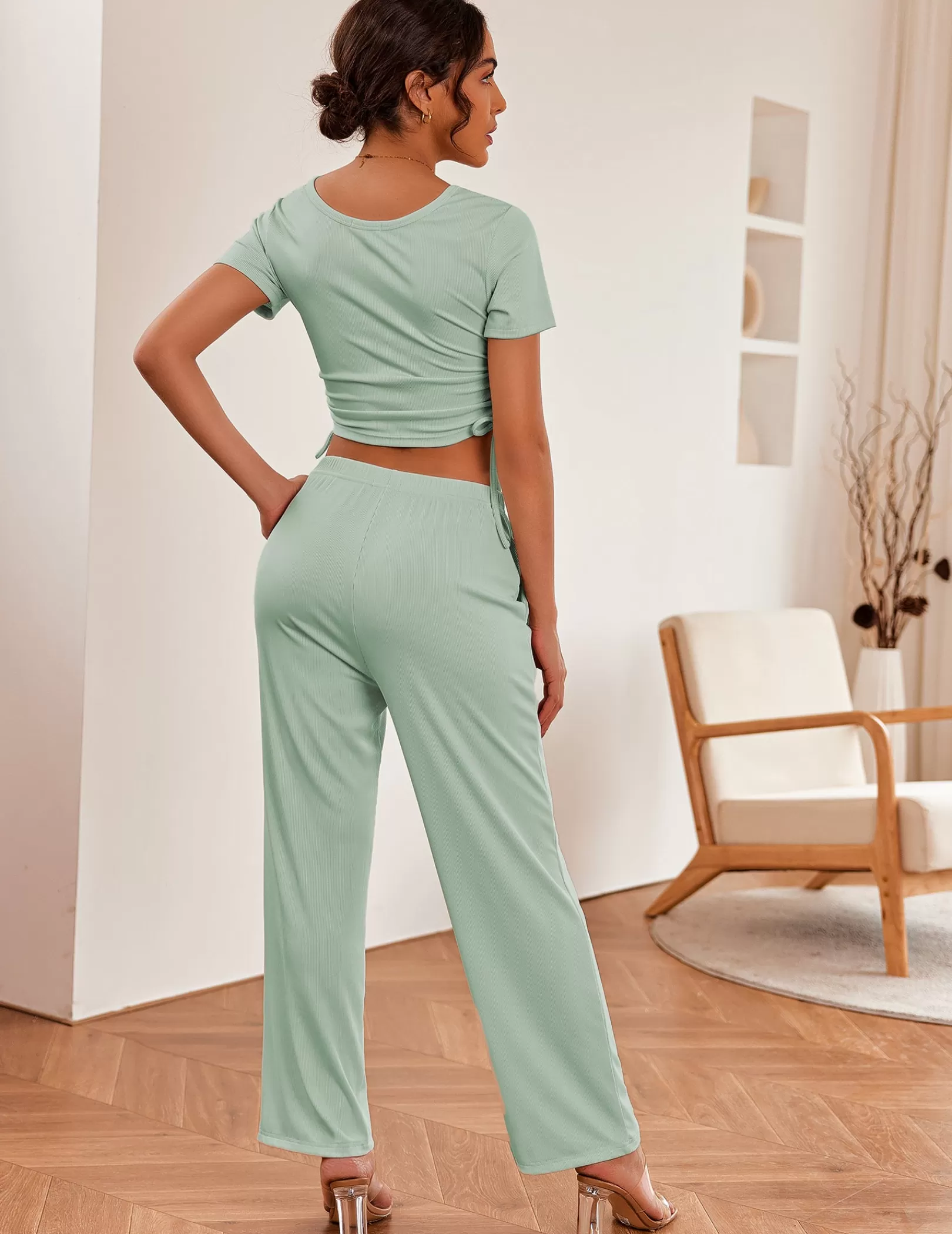 WOMEN Ekouaer Lounge Short Sleeve Sweatsuits Set