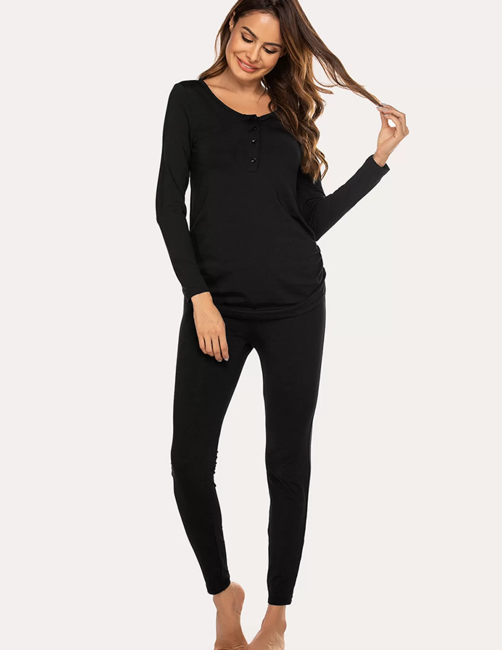 WOMEN Ekouaer Maternity Thermal Pajamas Set