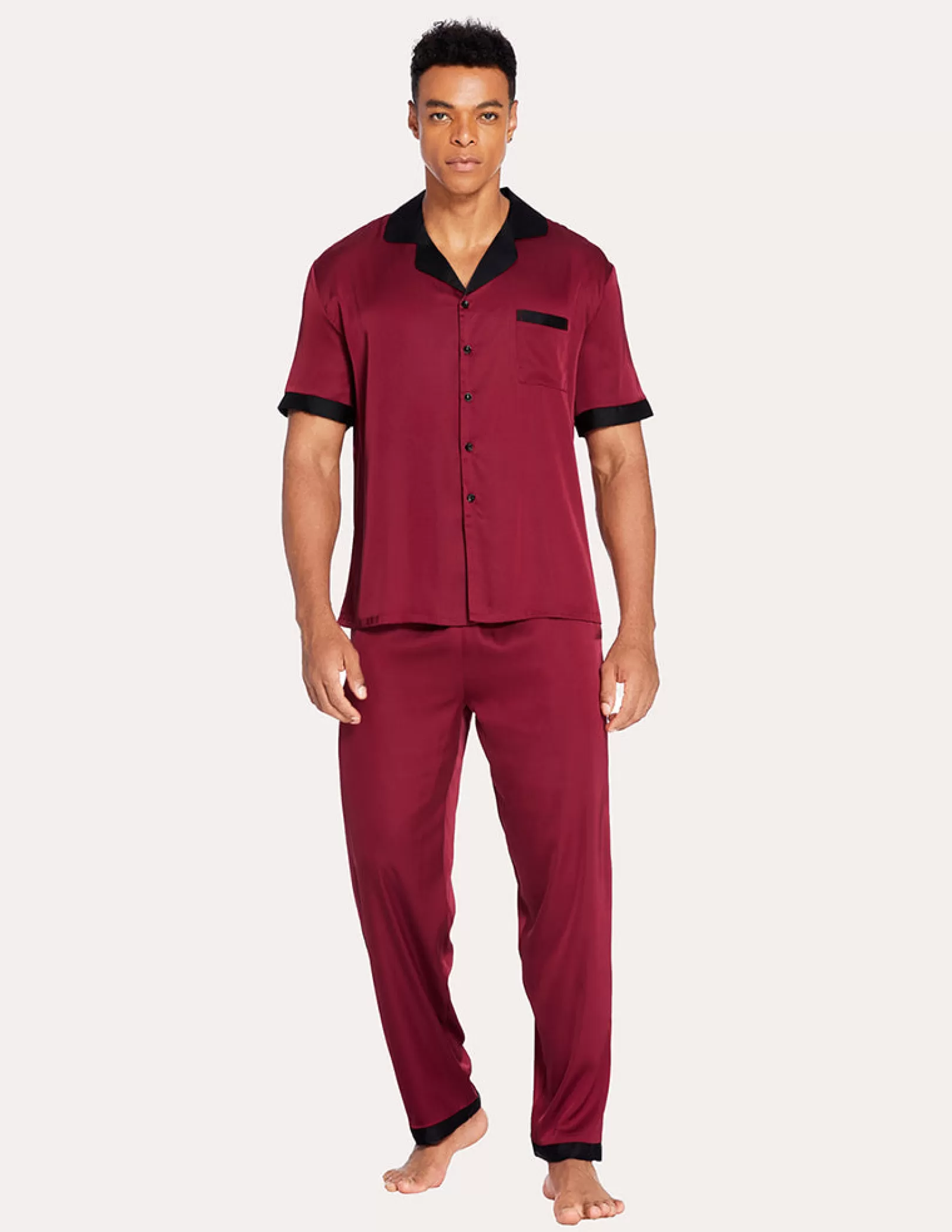 Men Ekouaer Men Classic Satin Pajamas Set