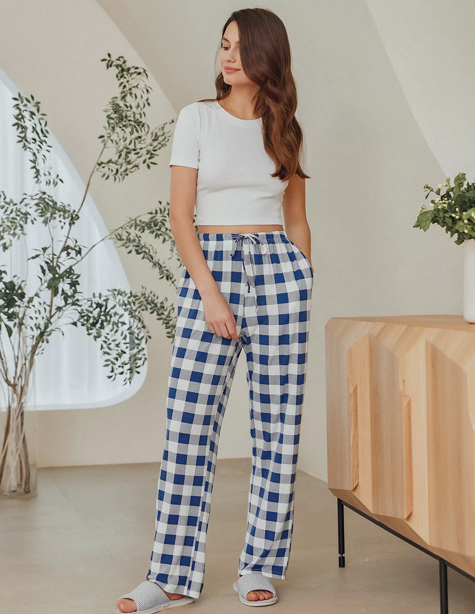 WOMEN Ekouaer Plaid Pajama Pants