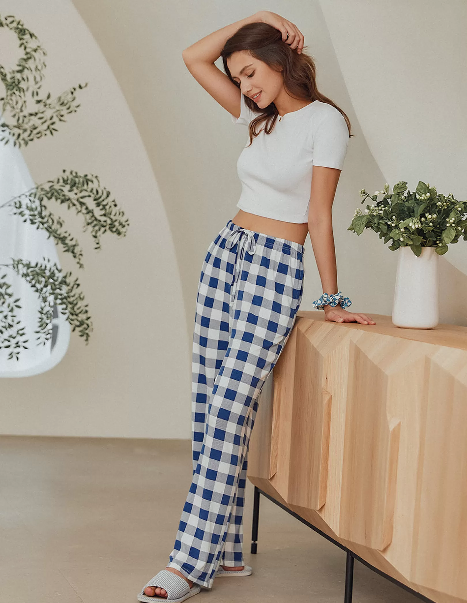 WOMEN Ekouaer Plaid Pajama Pants