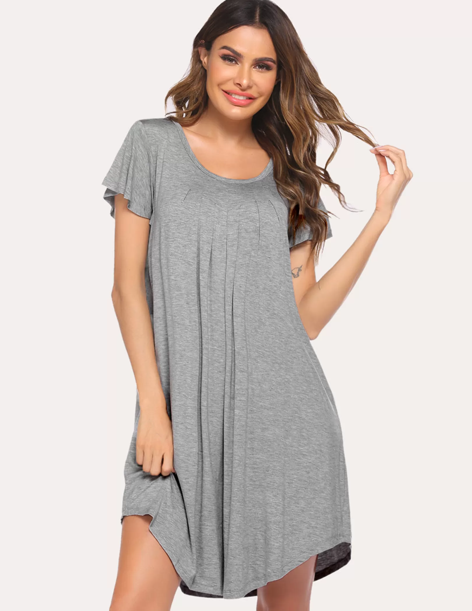 WOMEN Ekouaer Pleated Comfy Sleep Dress