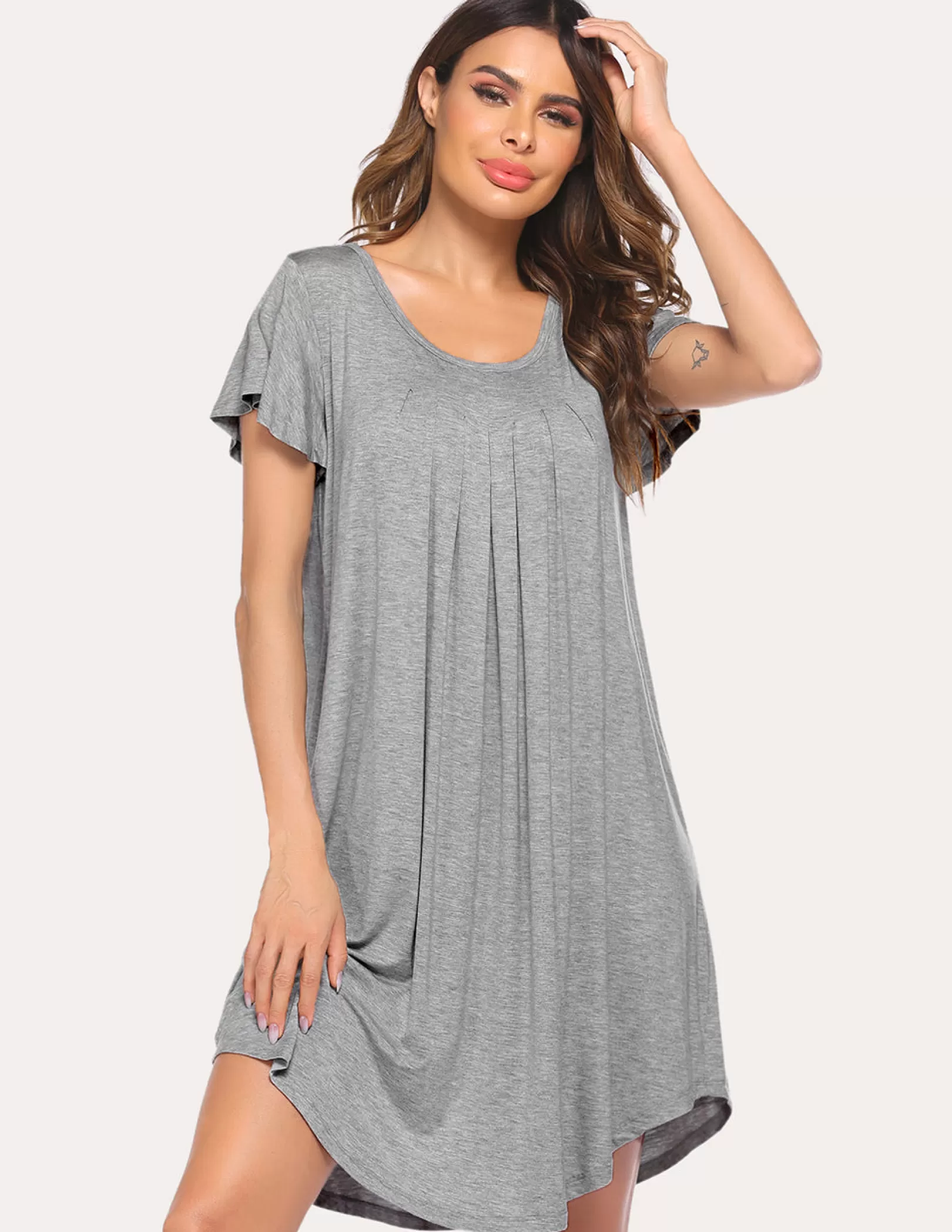 WOMEN Ekouaer Pleated Comfy Sleep Dress