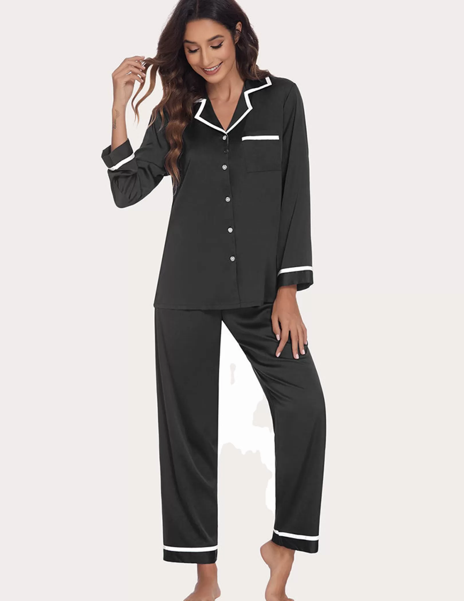 WOMEN Ekouaer Satin Silk Pajama Set