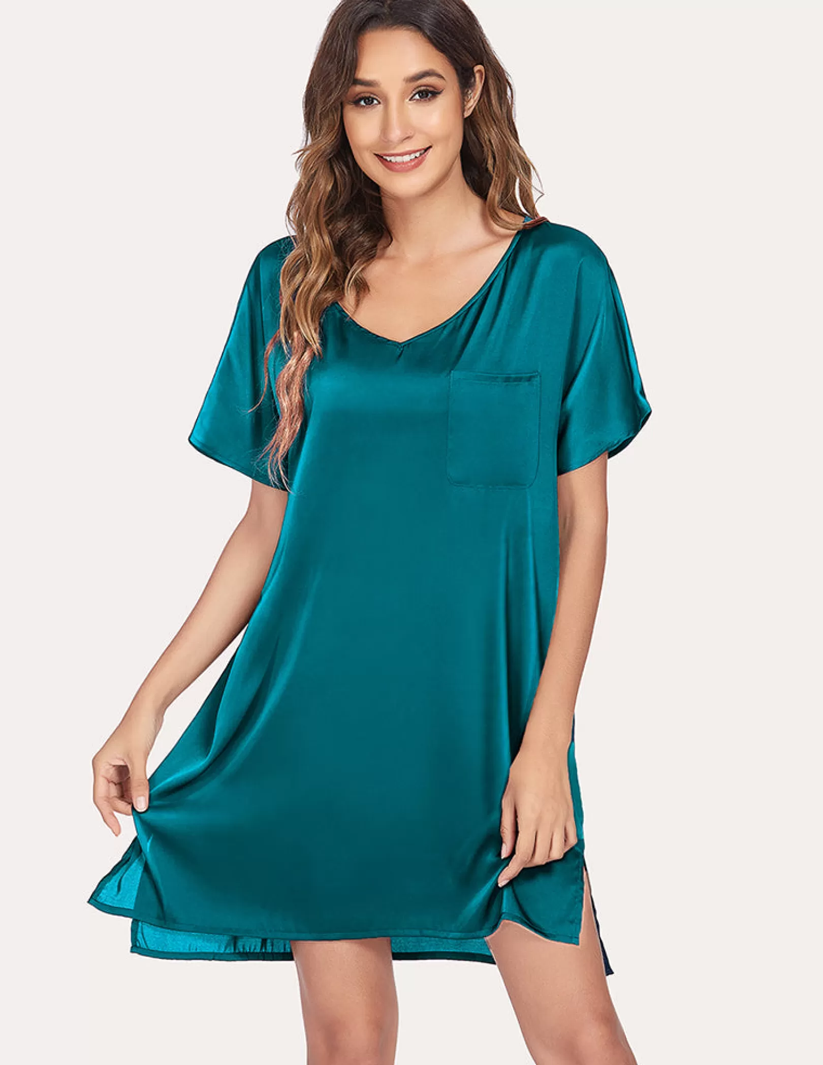 WOMEN Ekouaer Satin Sleepwear Dress