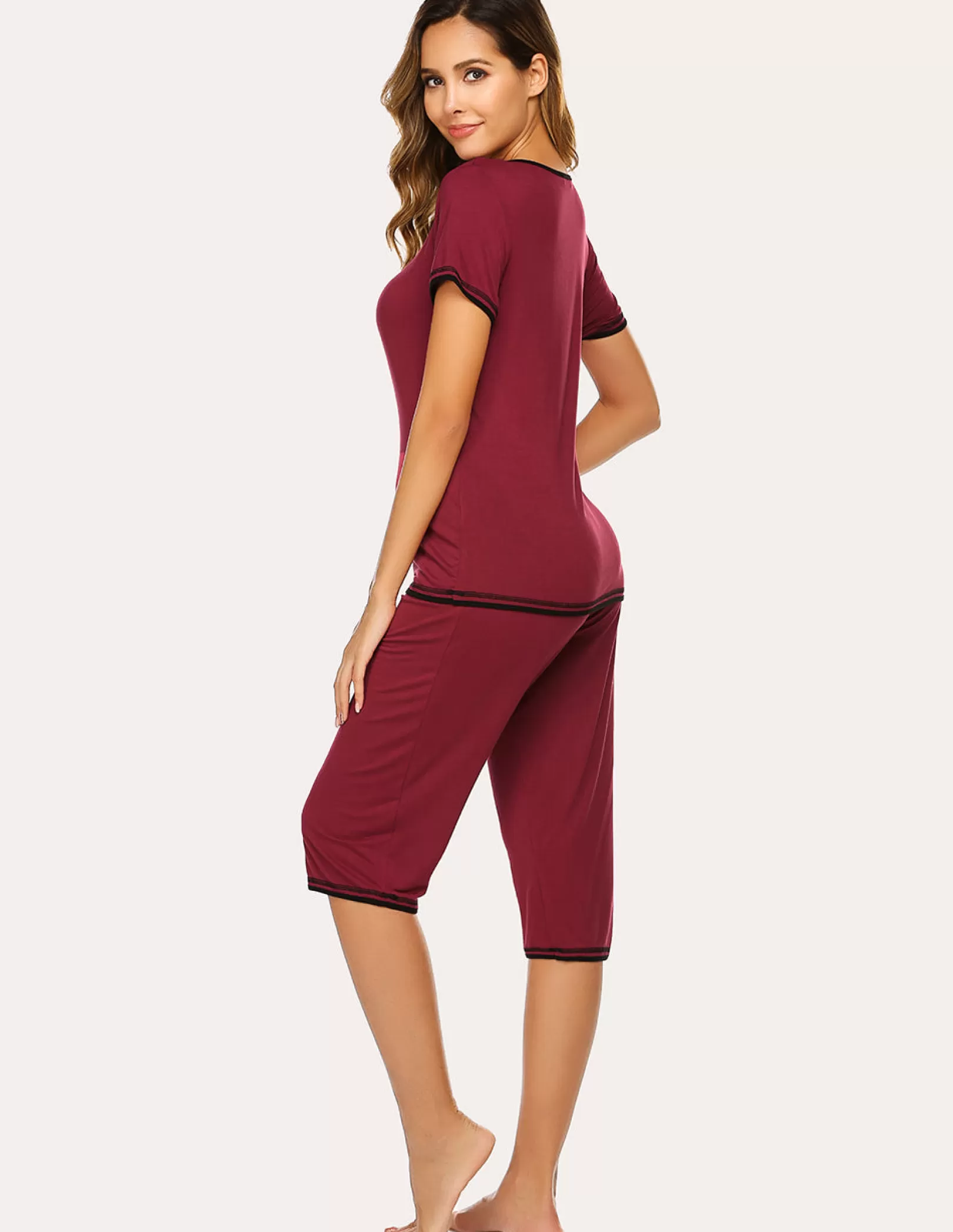 WOMEN Ekouaer Tops And Capri Pants 2 Piece Pajamas Set