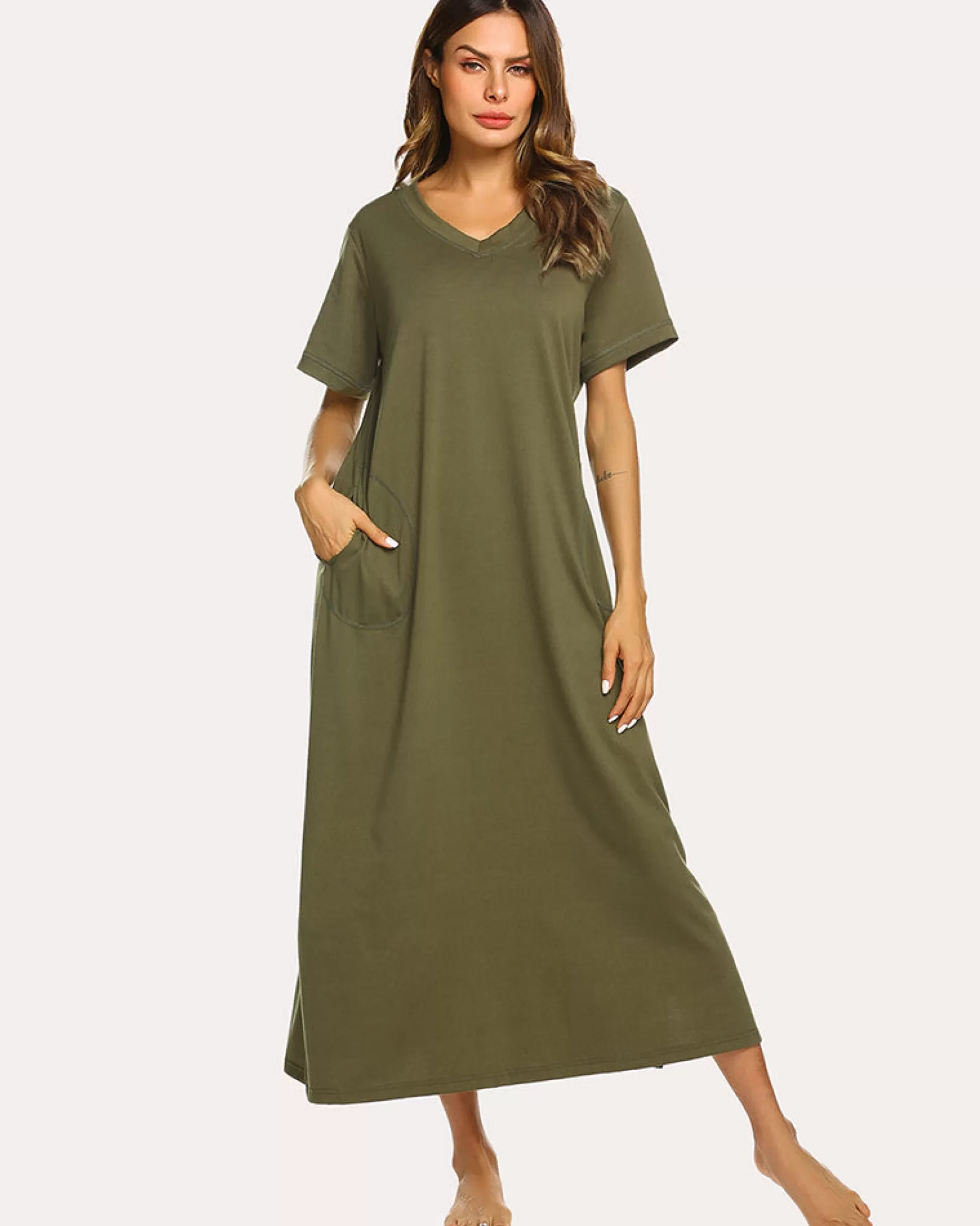 WOMEN Ekouaer Ultra-Soft Long Nightgown With Pocket