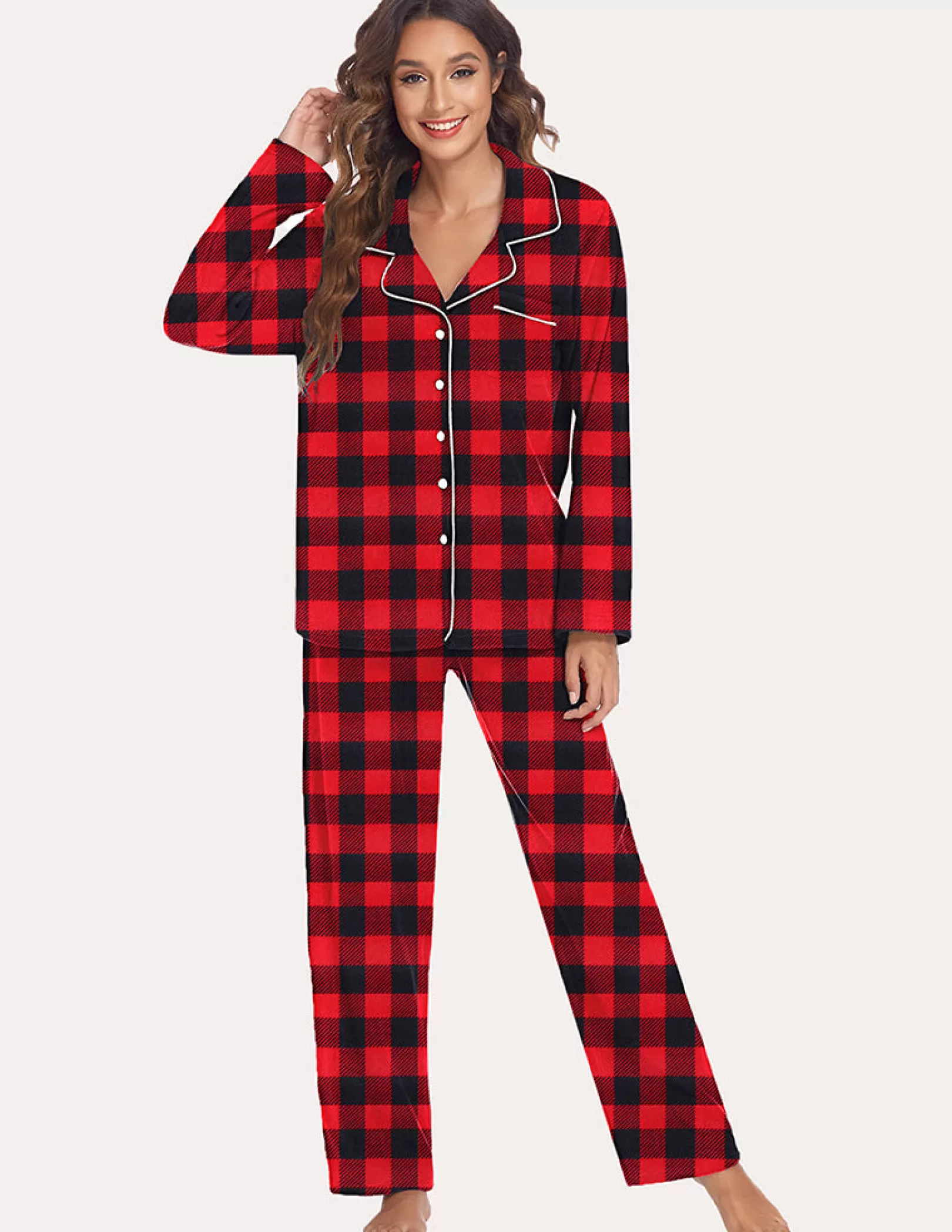 WOMEN Ekouaer Warm Fleece Pajama Set